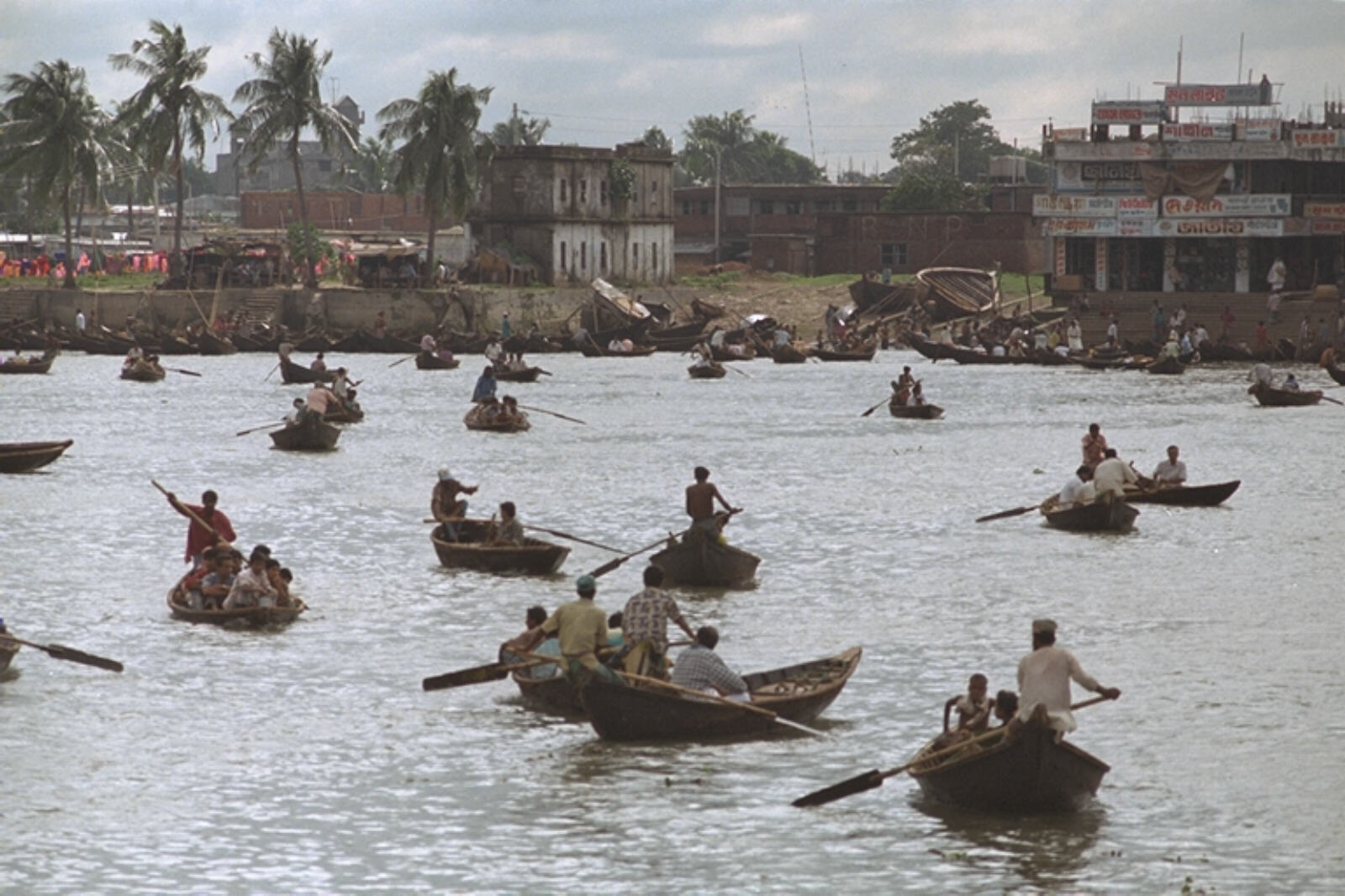 Boats on the river at Sadar Ghat, Dhaka Bangladesh