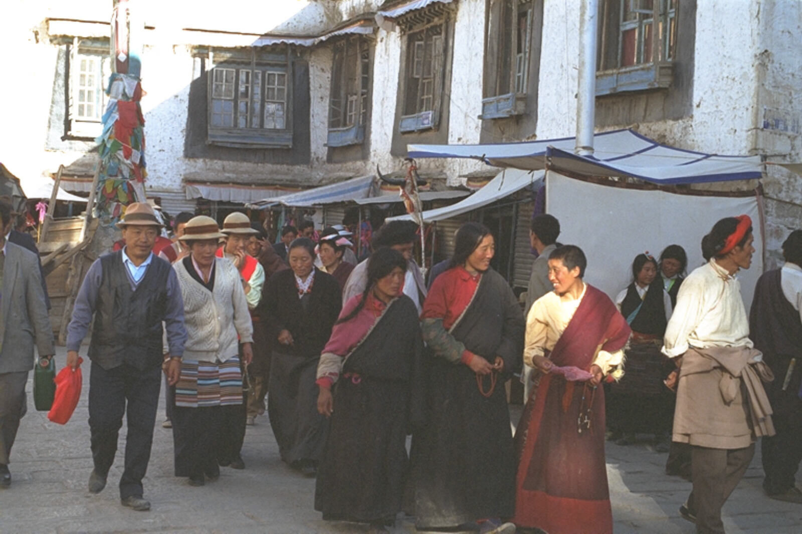 Pilgrims circling the Barkhor in Lhasa Tibet
