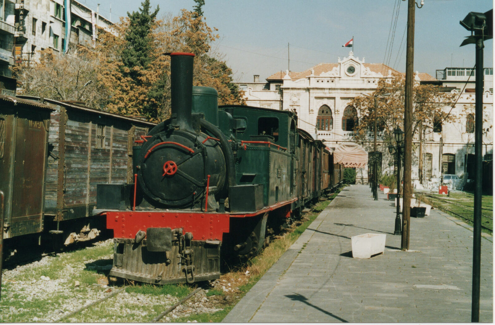 Steam train in the Hijaz railway station, Damascus