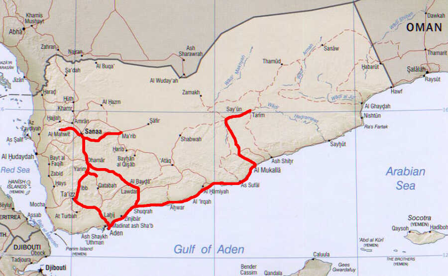 Motoring with Mohammed - our route around the Yemen