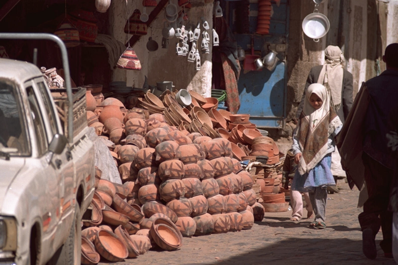 A clay pot shop in the old city of Sanaa, Yemen