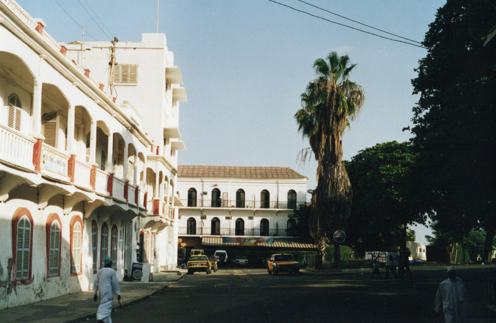 The Governor's palace and the Hotel de la Poste in St Louis, Senegal