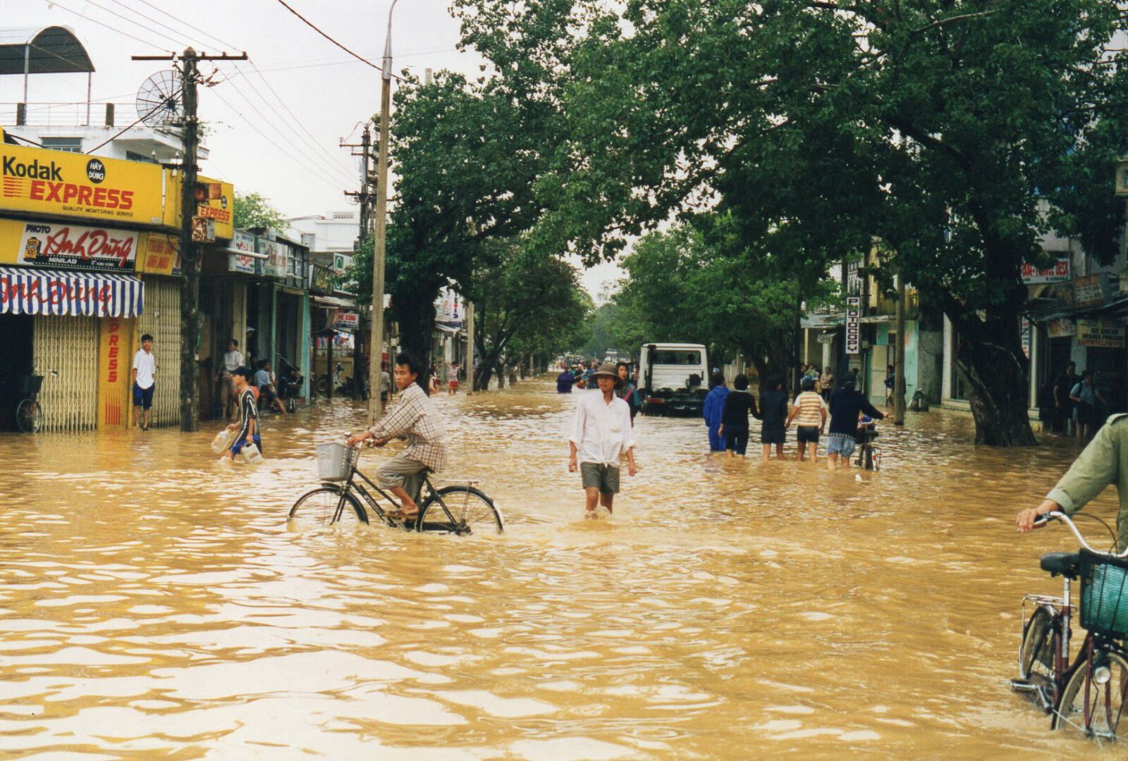 Floods receding on Hung Vuong street in Hue, Vietnam