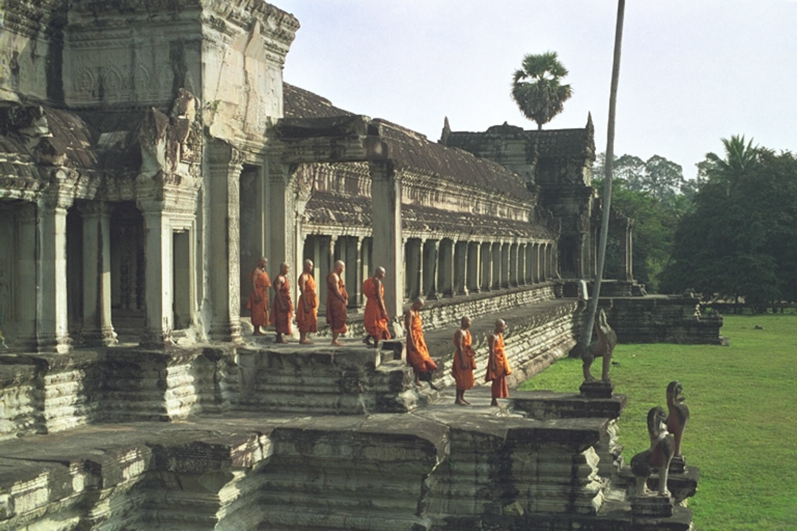 Monks being filmed at Angkor Wat, Cambodia