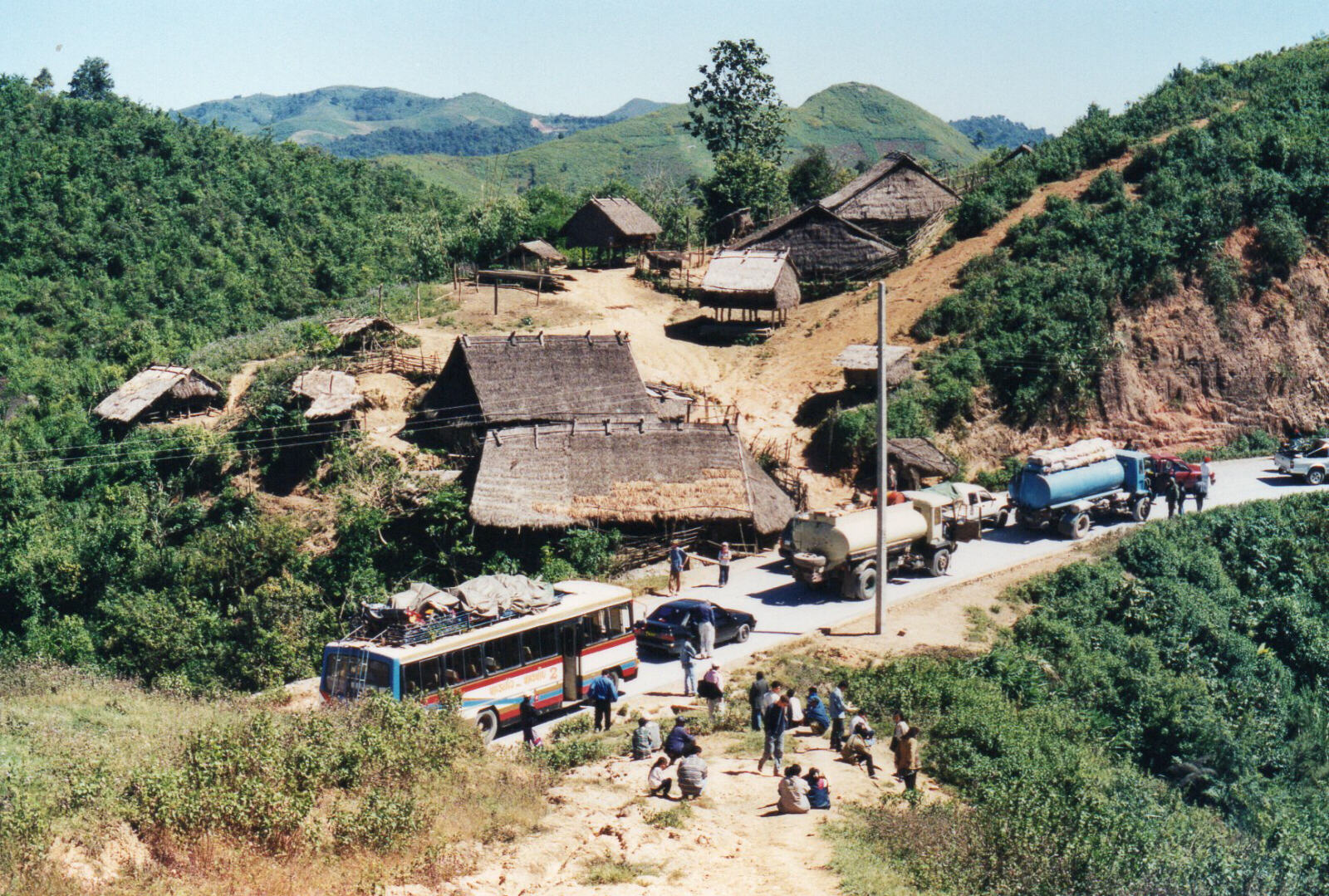 Road works delay on the road to Vientianne, Laos