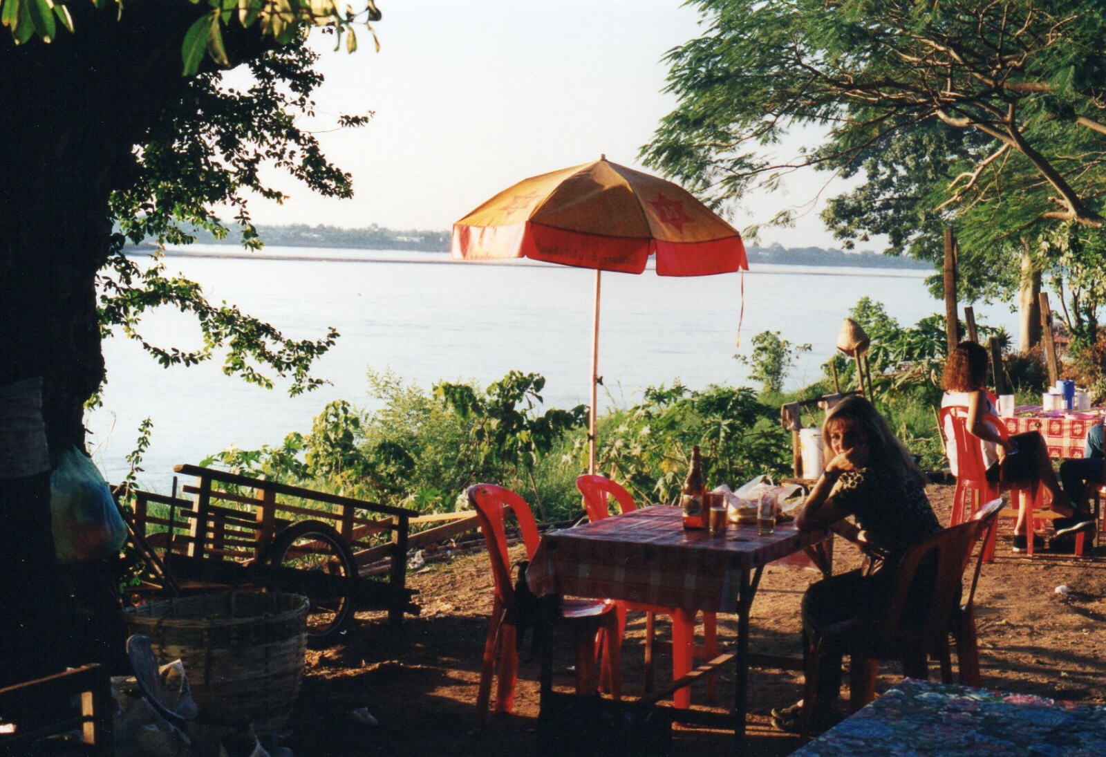 Dinner on the banks of the Mekong in Savannakhet, Laos