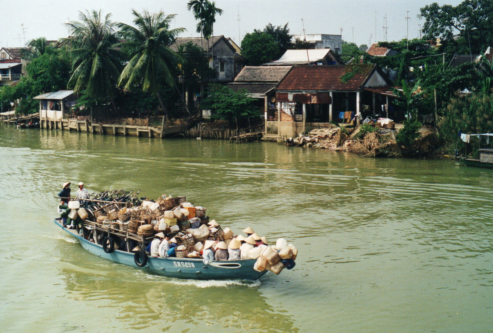 Ferry on the Thu Bon river from Cam Nam bridge, Hoi An, Vietnam