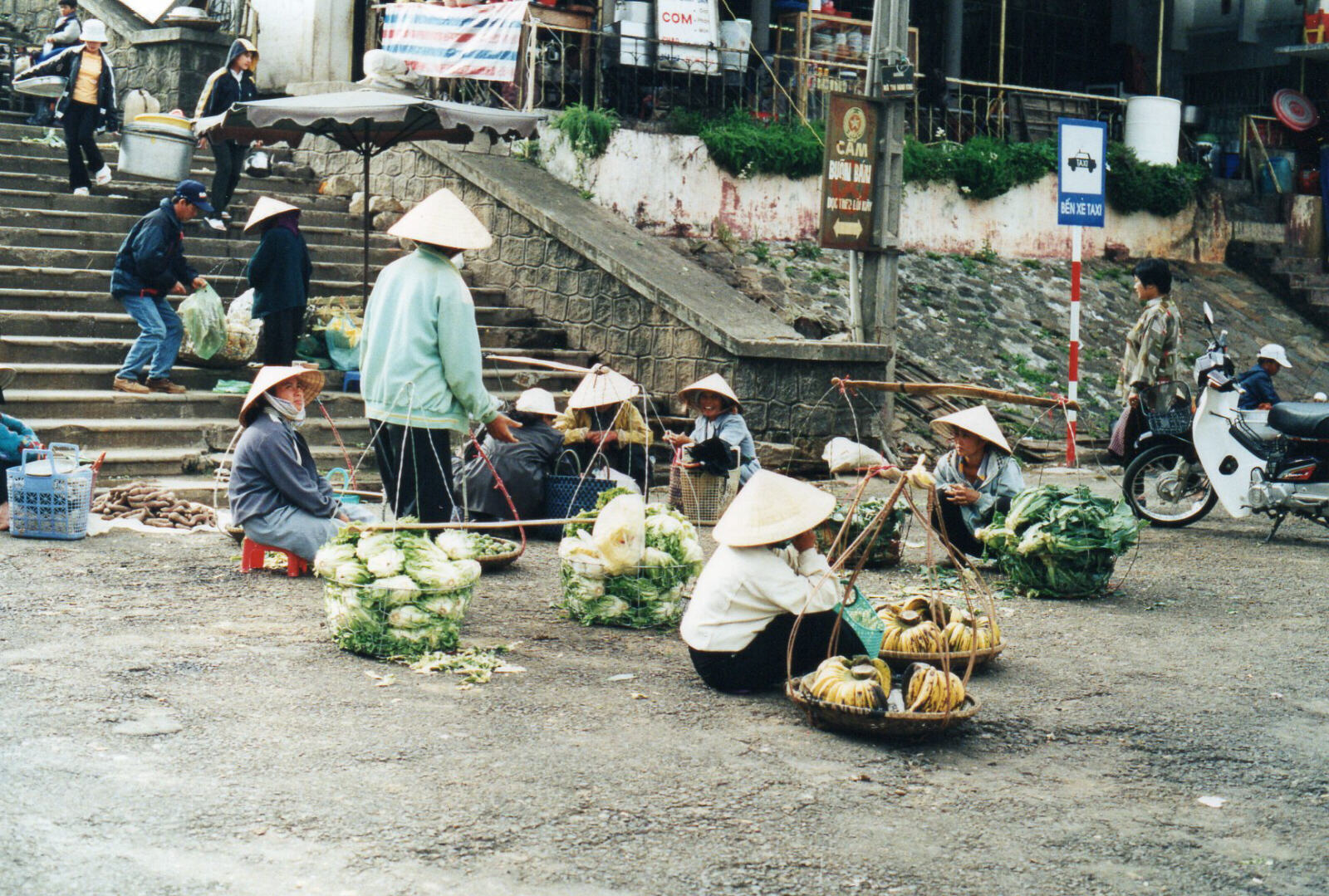 Vegetable sellers outside the central market in Dalat, Vietnam