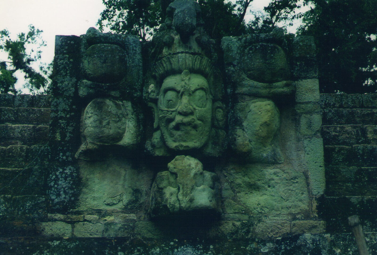 The sun emerging from a serpent's mouth, East Plaza, Copan, Honduras