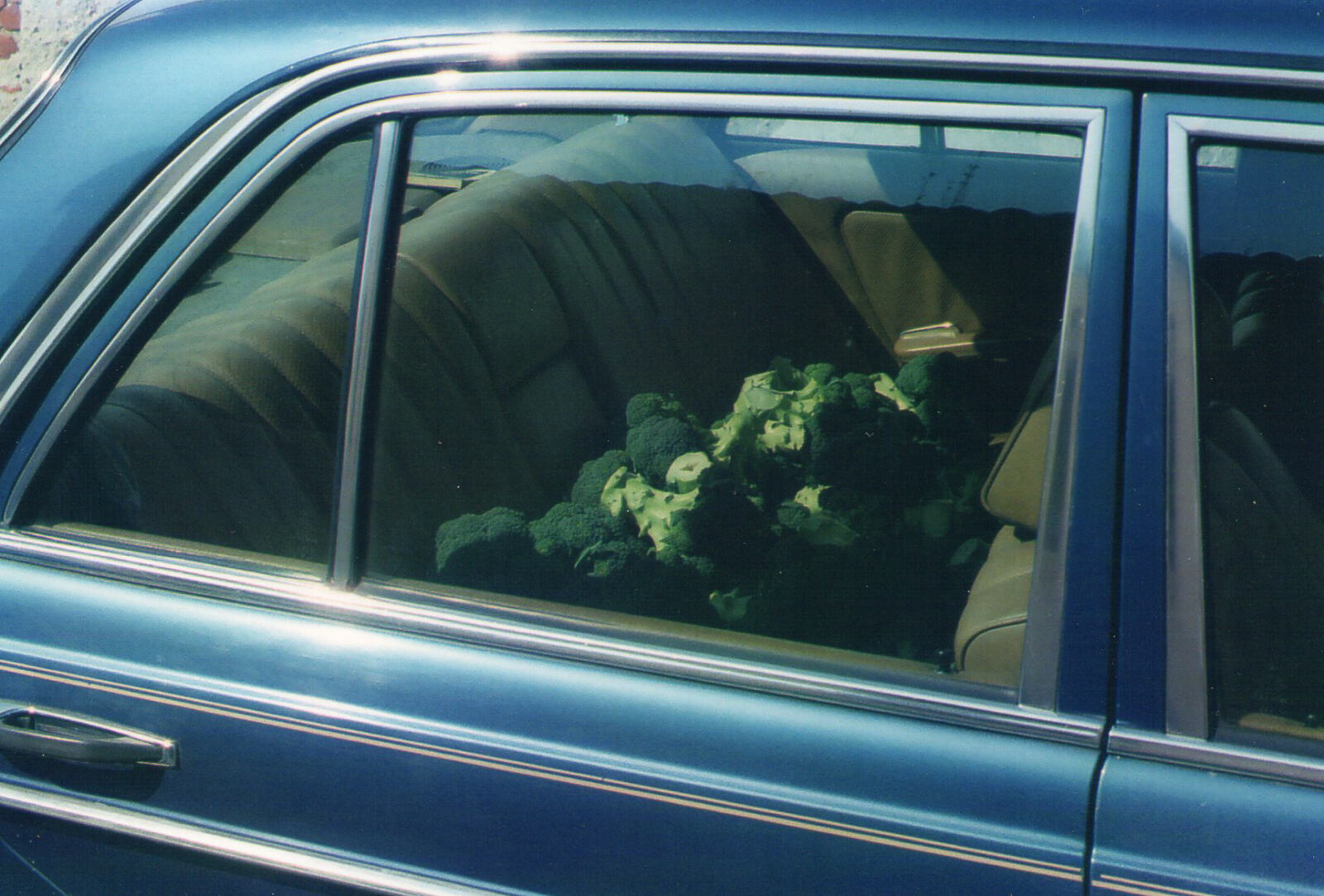 A car full of brocolli in Antigua Guatemala