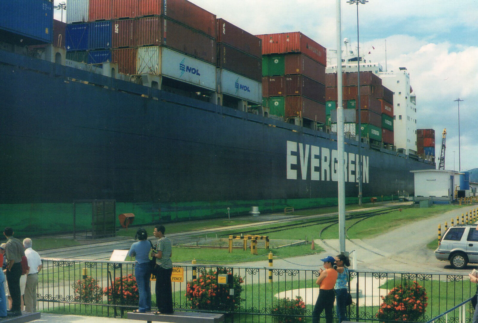 Container ship in Miraflores locks in the Panama Canal