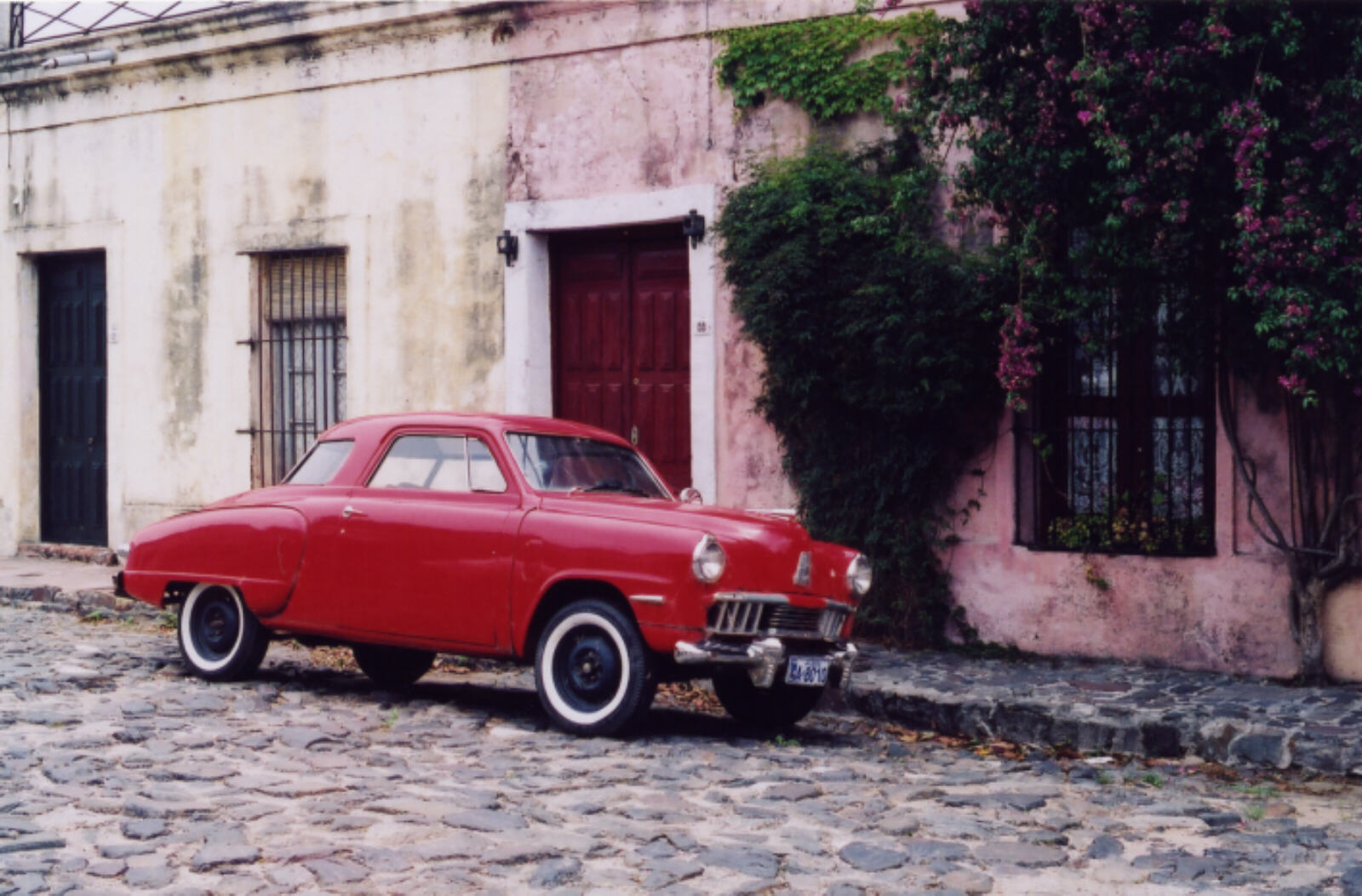 An old car in Real street, Colonia, Uruguay