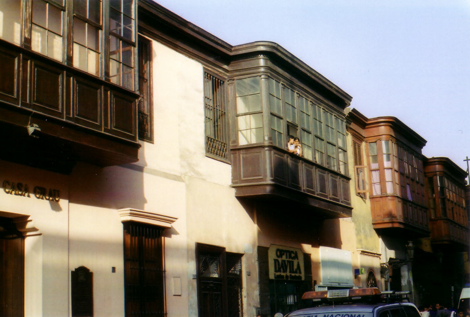 Balconied houses on Ica Street, Lima, Peru
