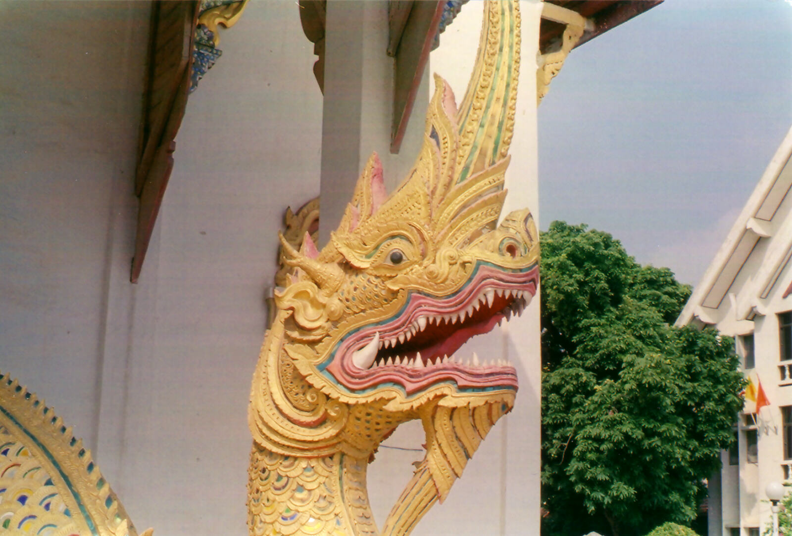 Elaborate Naga stairway at Wat Chiang Man in Chiang Mai, Thailand