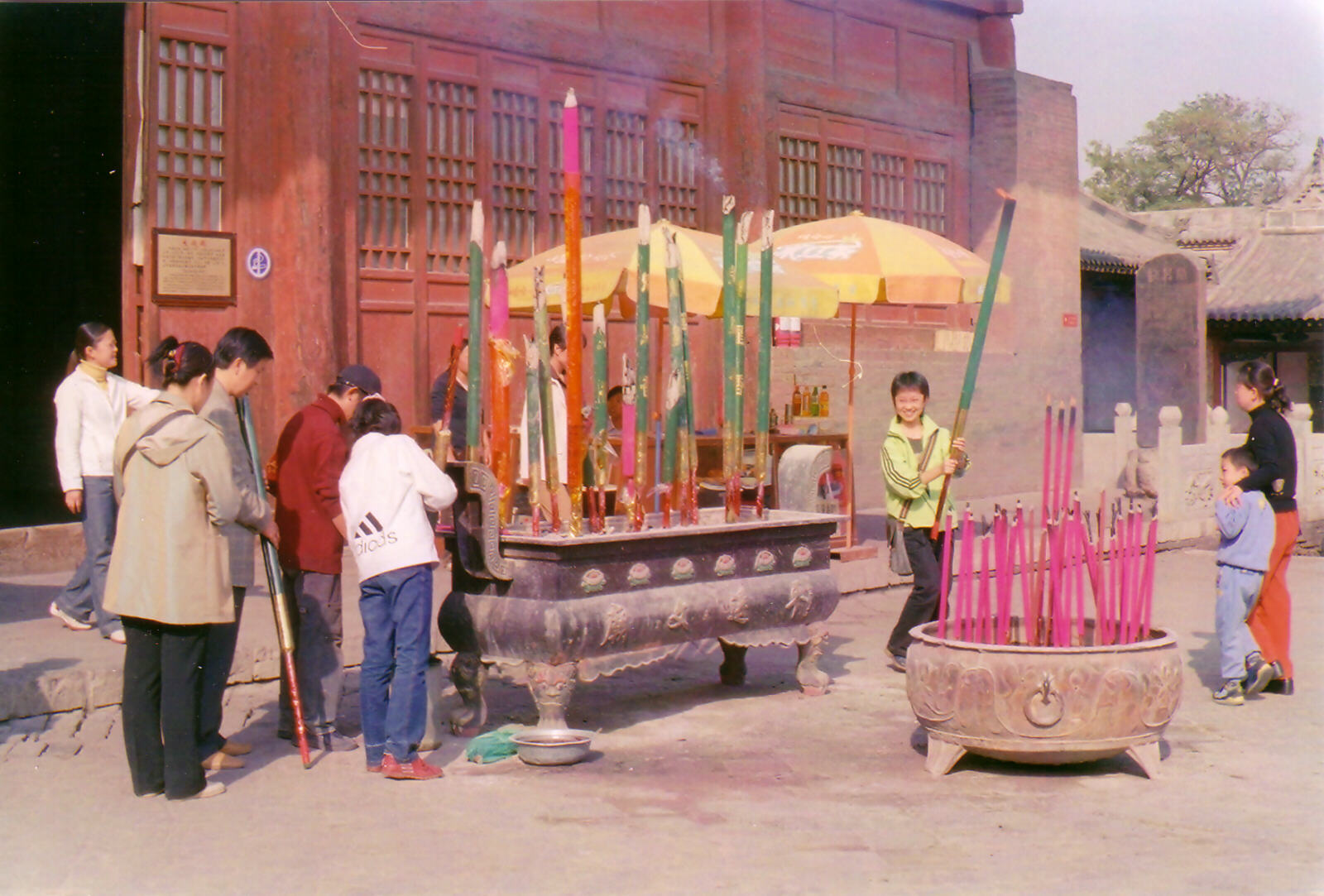 Giant incense sticks outside the Hall of Great Accomplishments in the Confucius Temple in Pingyao, China