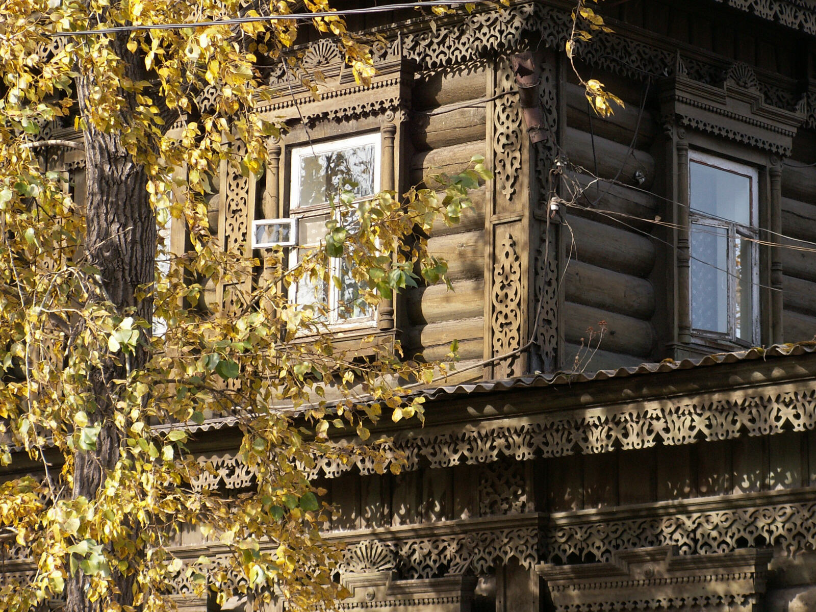 Traditional wooden house on Sverdlova Street in Irkutsk, Siberia