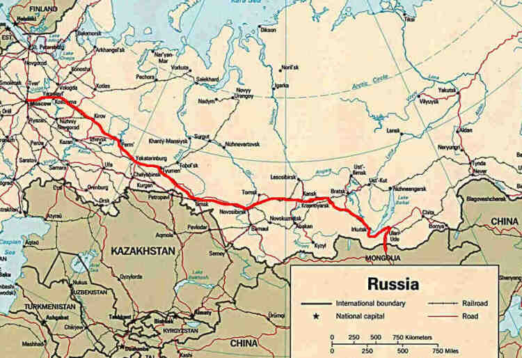 Our train route from Moscow to Irkutsk