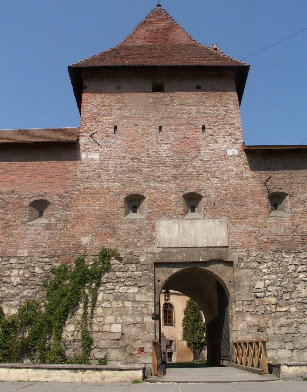 Archway in the city wall in Pldvaina Ave, Lviv, Ukraine