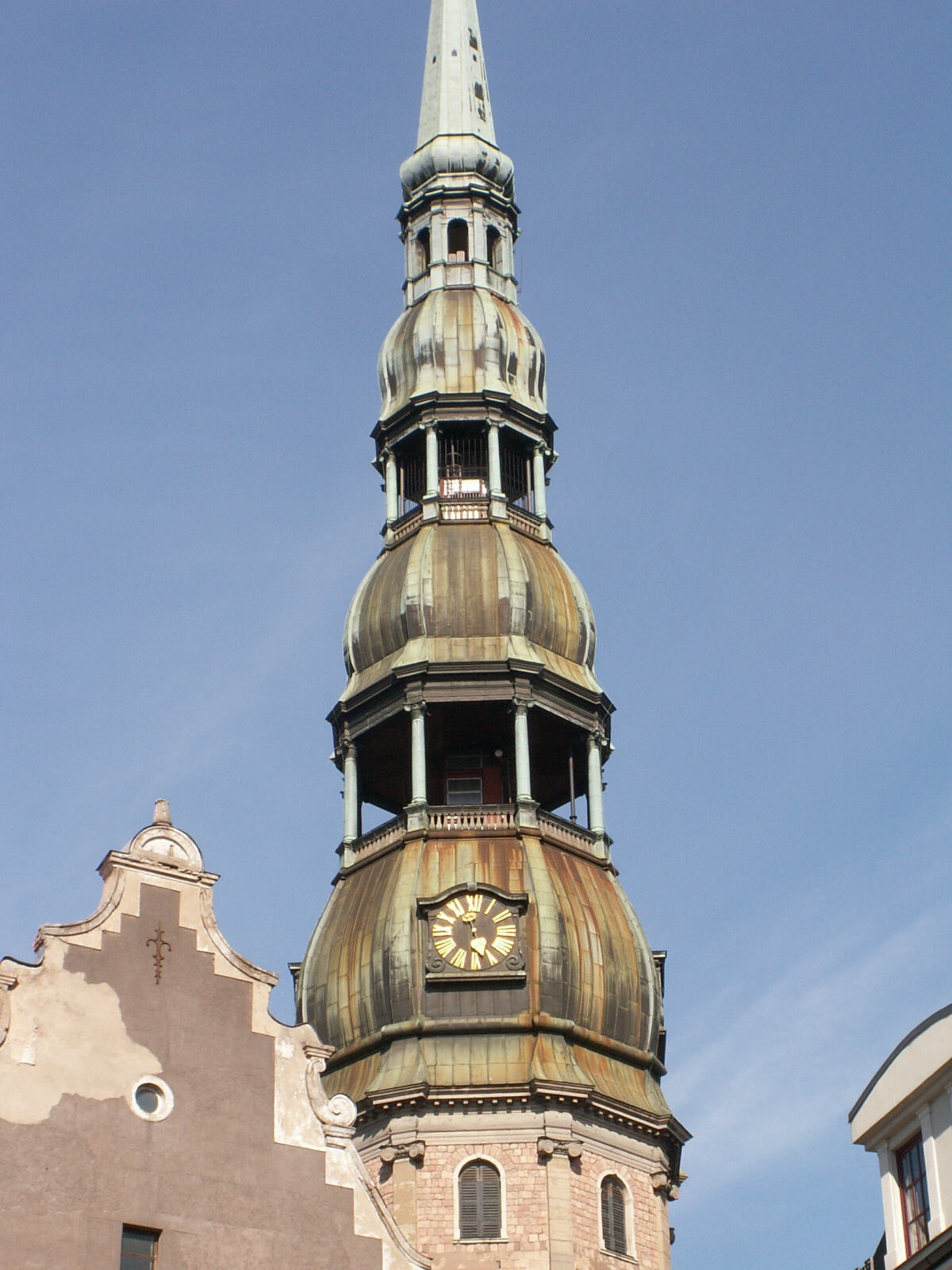 The spire of Saint Peter's church in Riga, Latvia