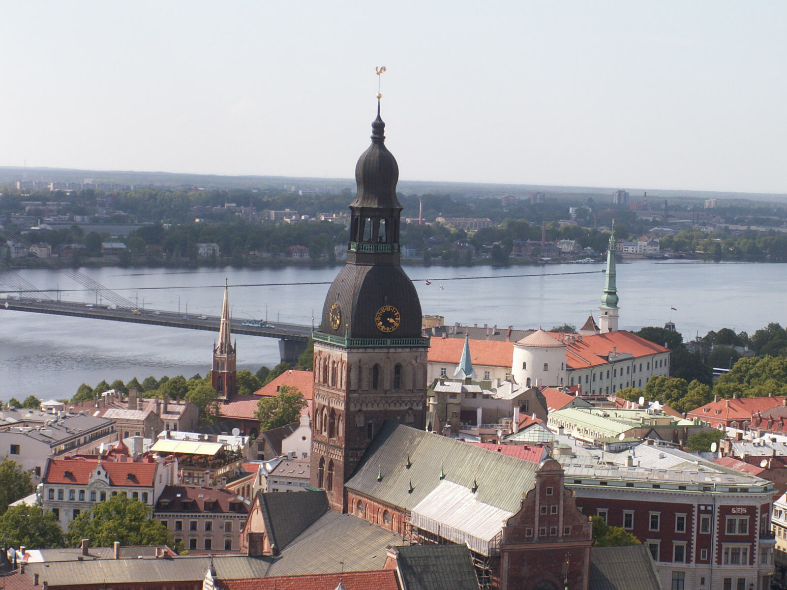 The Cathedral and river from St Peter's church in Riga, Latvia