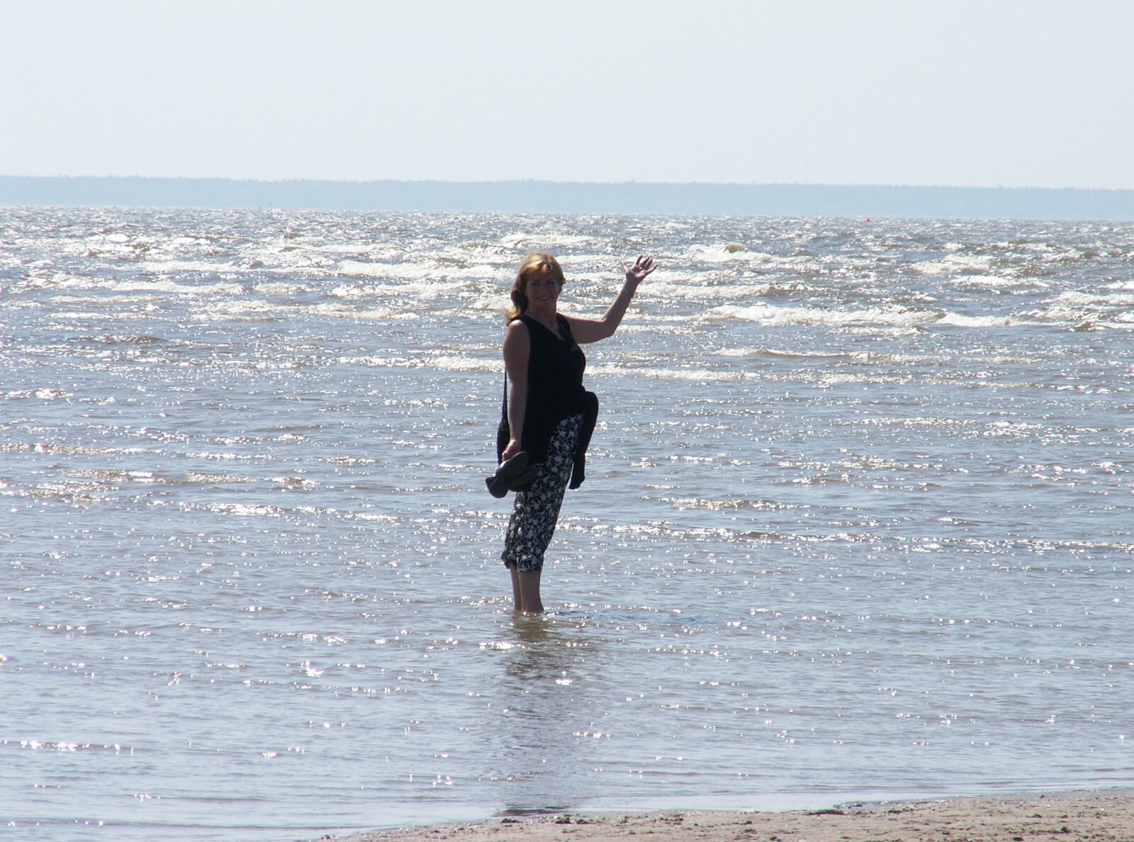 Paddling in the Baltic Sea at Parnu, Estonia