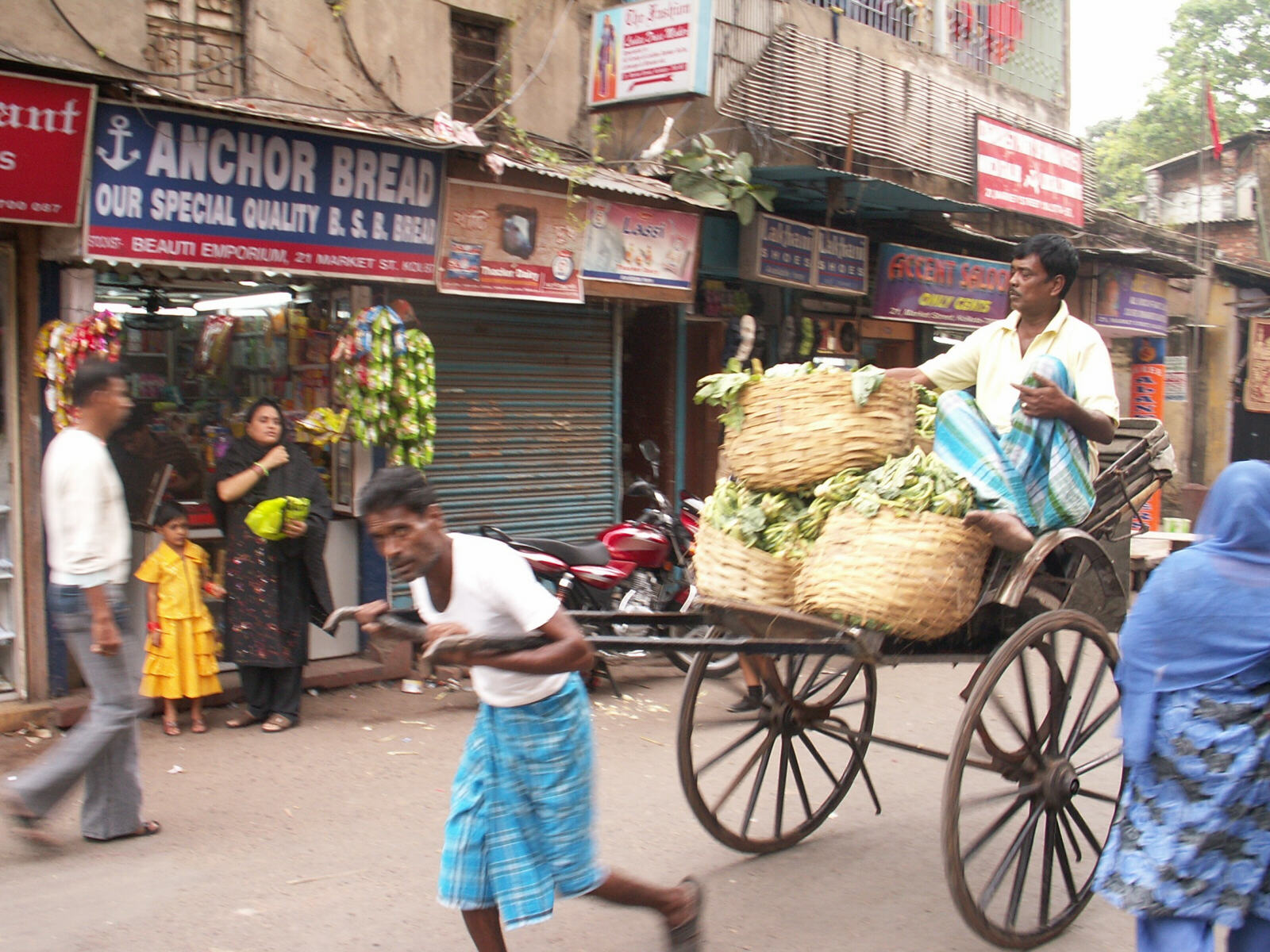 A heavily-loaded rickshaw in Calcutta