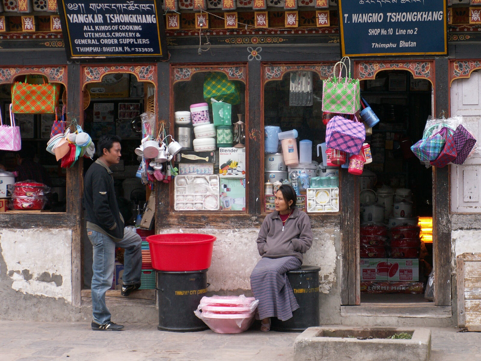 Shops in the main street in Thimpu, Bhutan