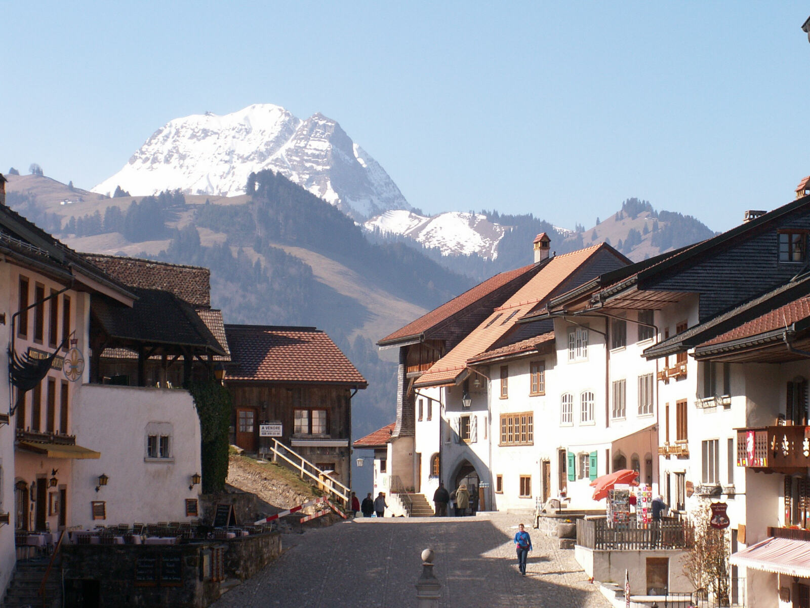 The square in the old town of Gruyre in Switzerland