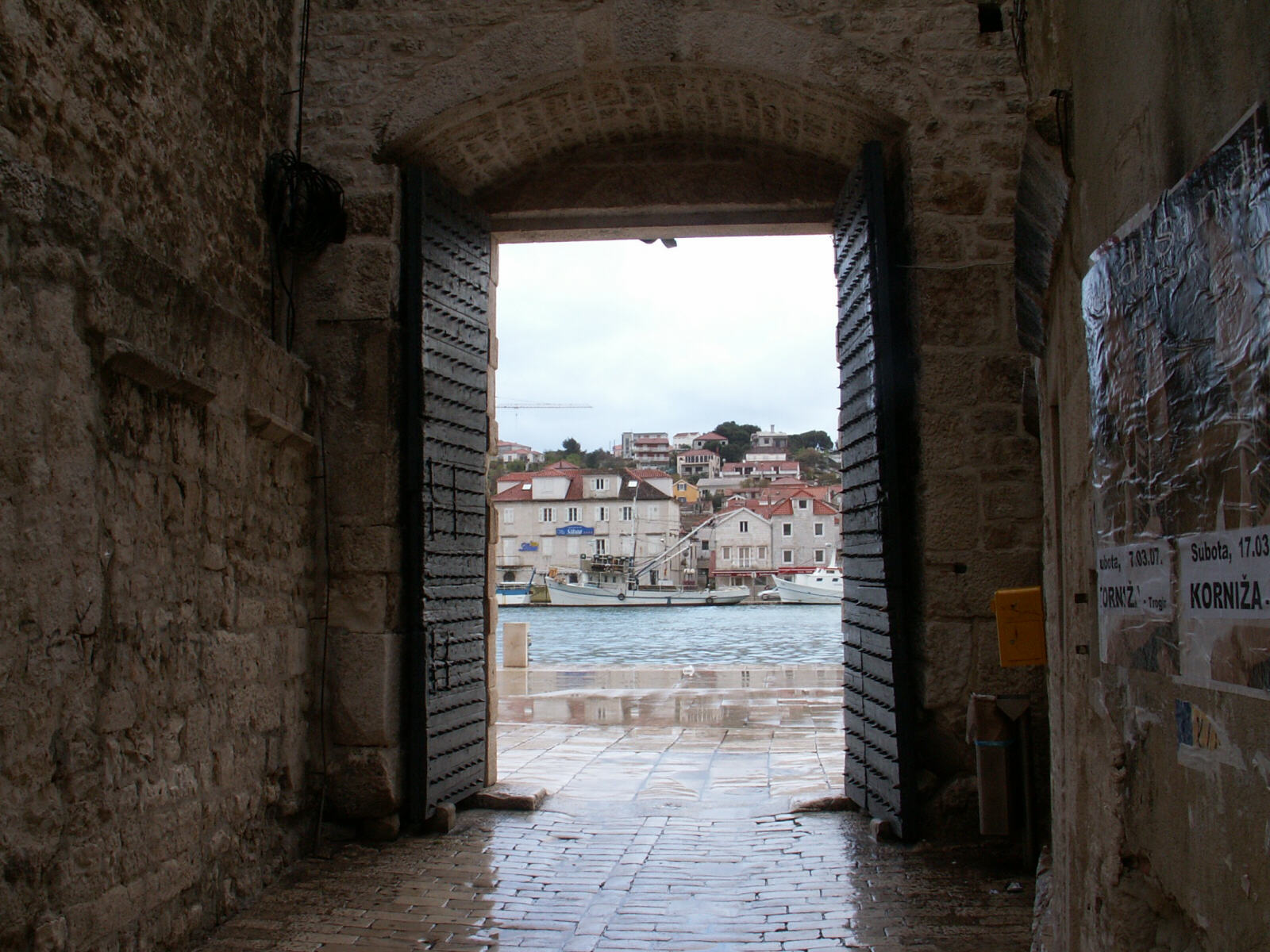 The old town walls in Trogir, Croatia