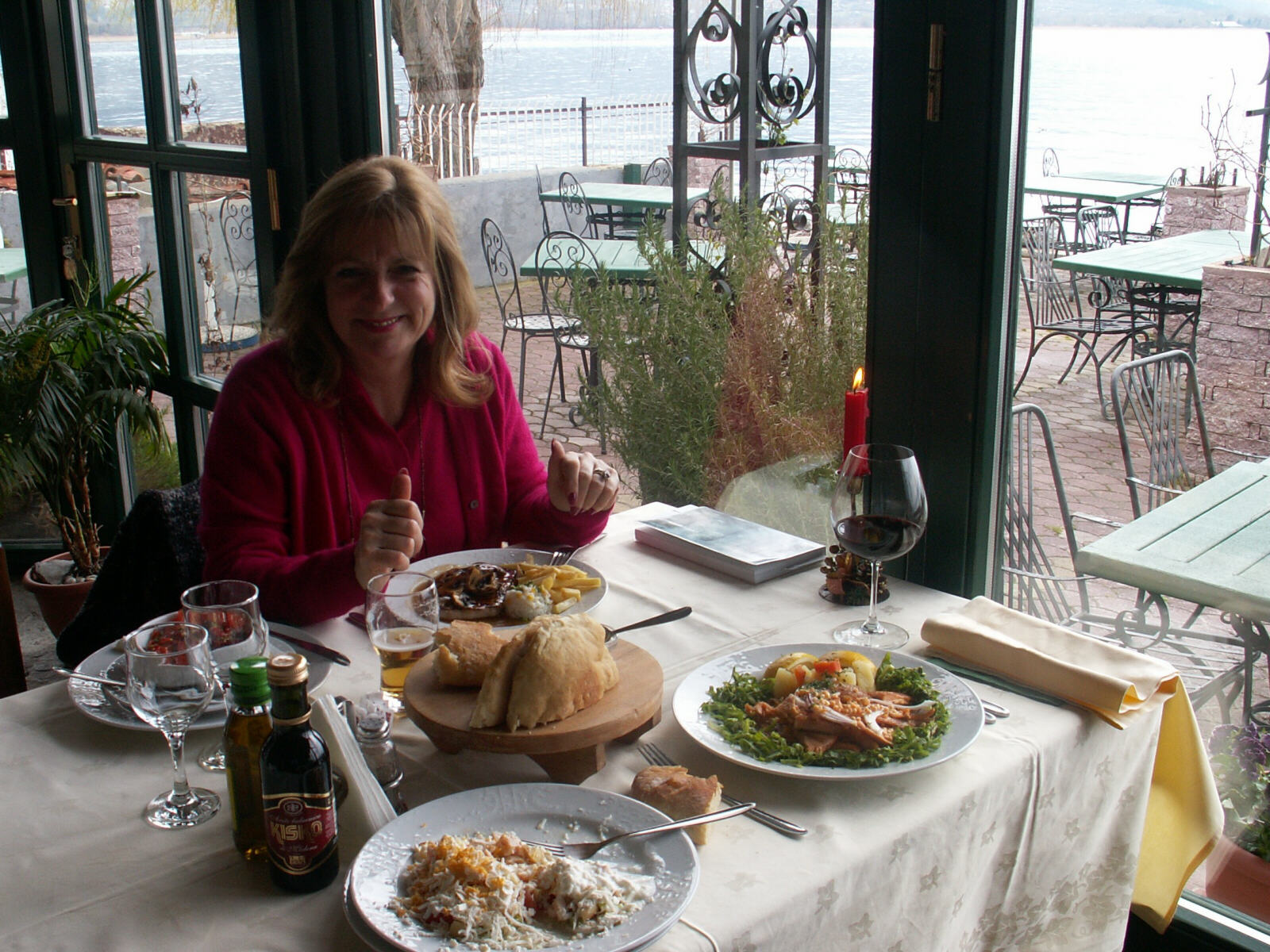 Lunch in a restaurant by the lake in Ohrid in Macedonia