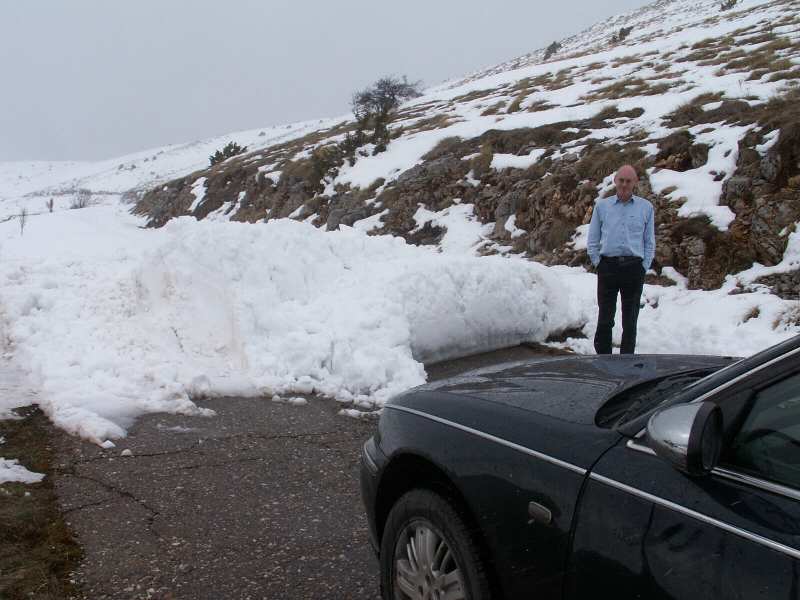 A pass blocked by snow in the mountains of Macedonia