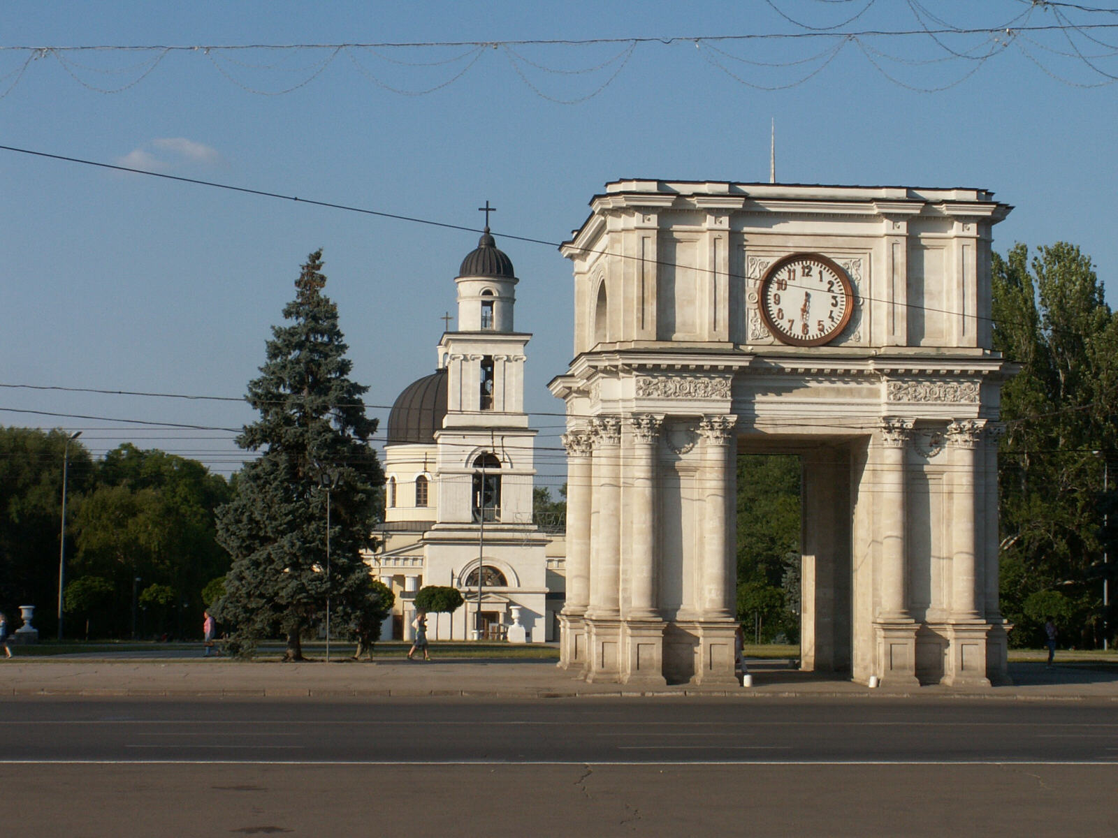 Cathedral park and 'Arc de Triomphe' in Chisinau, Moldova