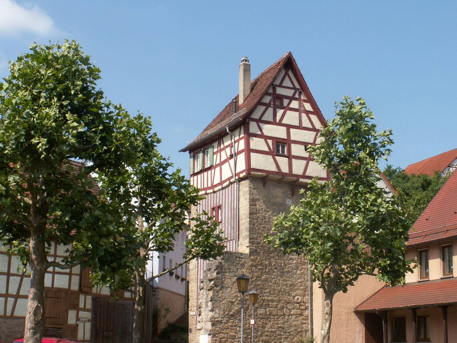 A tower house in Creglingen on the Romantischerstrasse in Germany