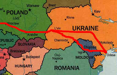 Our route through eastern Europe to Odessa