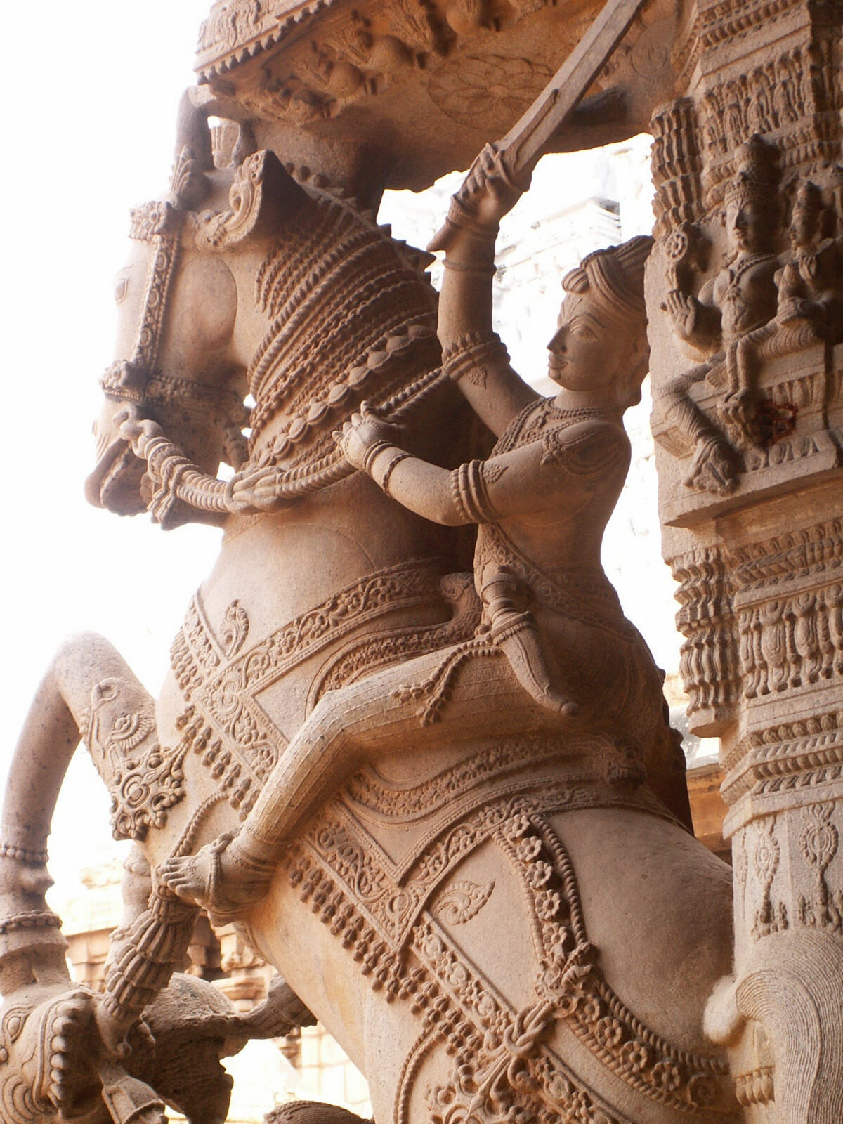 Stone carving in Sri Rangam temple in Tiruchirappalli, Tamil Nadu, India