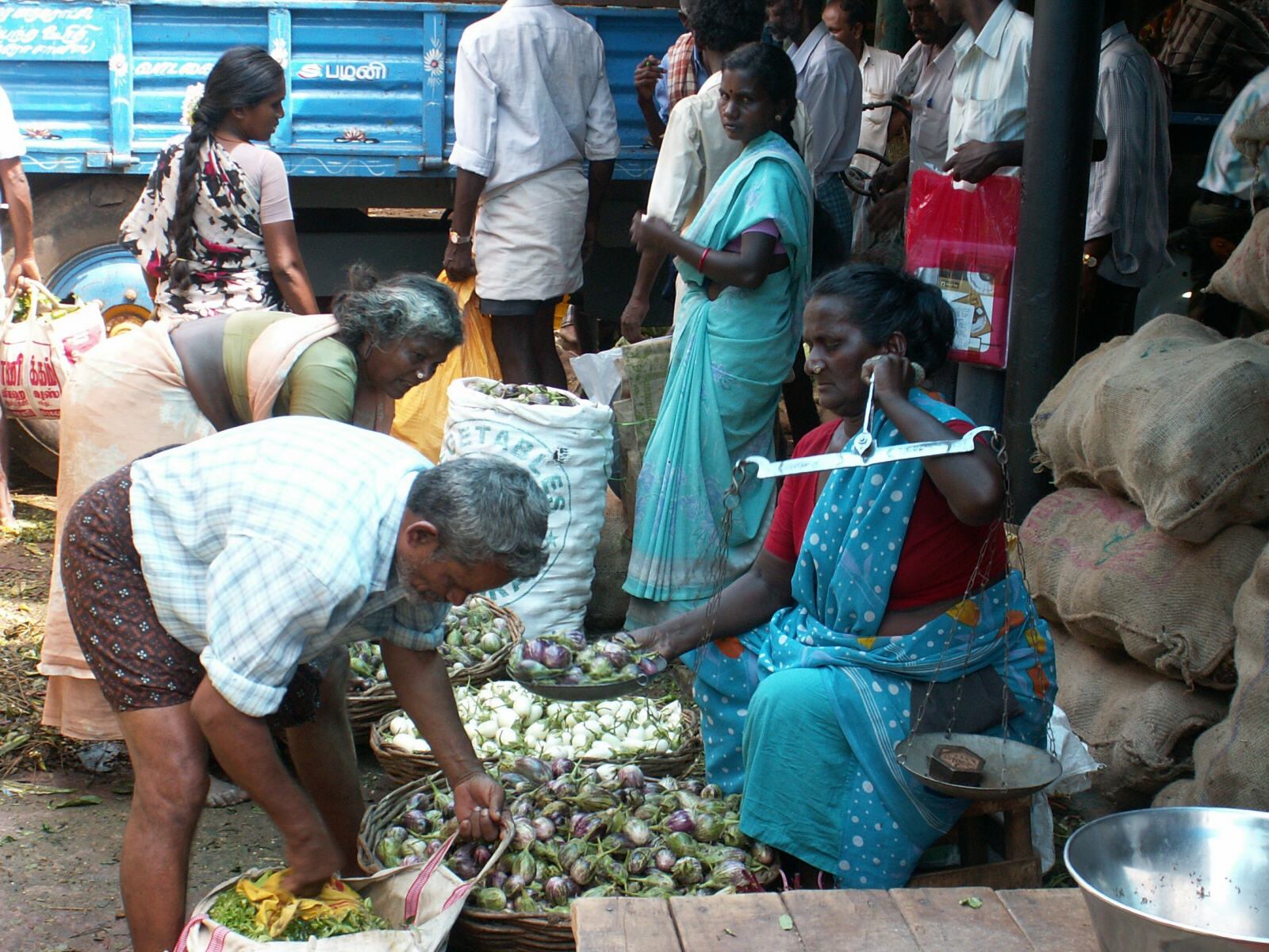 In the vegetable market in Madurai, Tamil Nadu, India