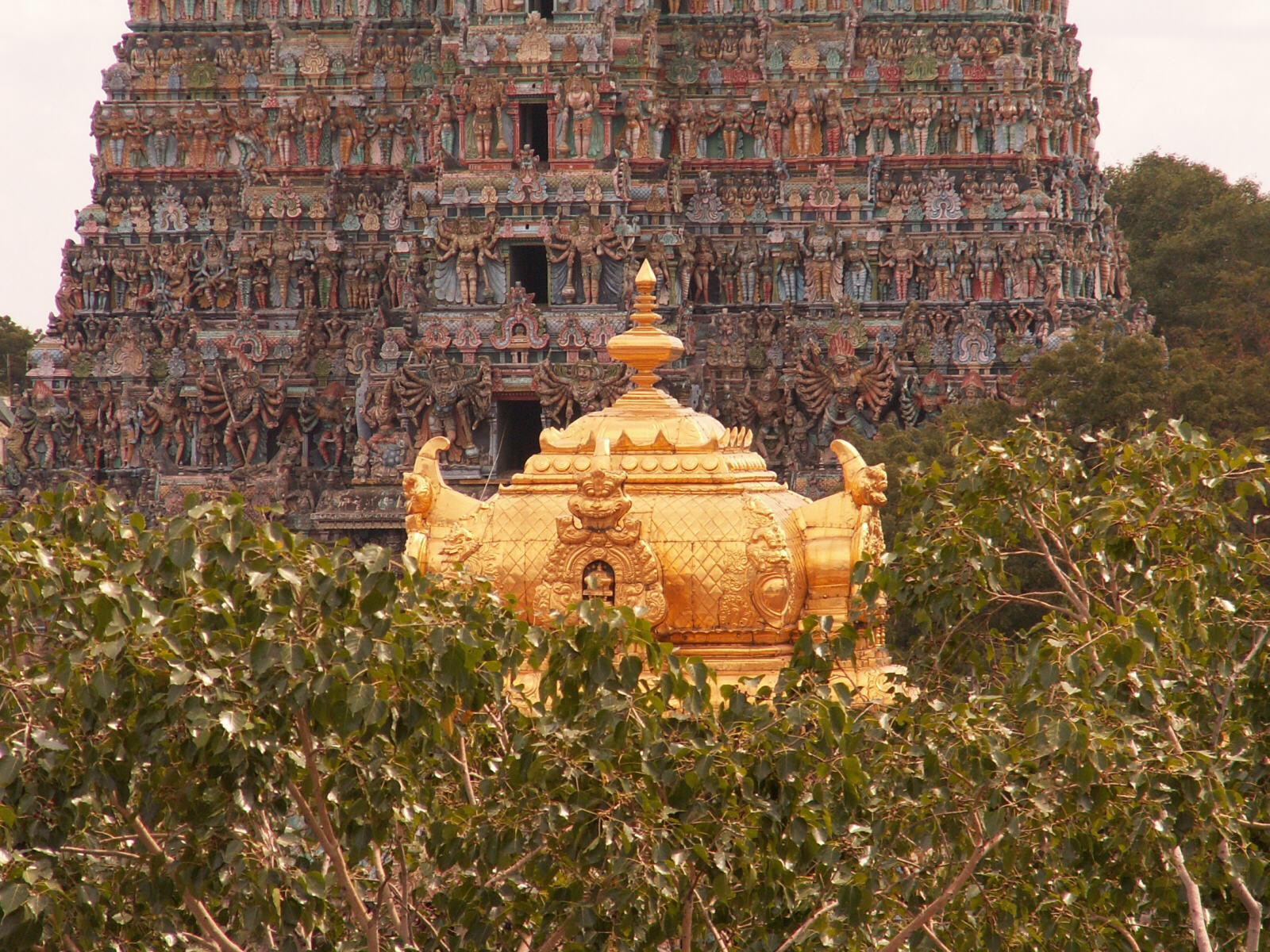 The golden dome of the sanctum in Meenakshi temple, Madurai, Tamil Nadu, India