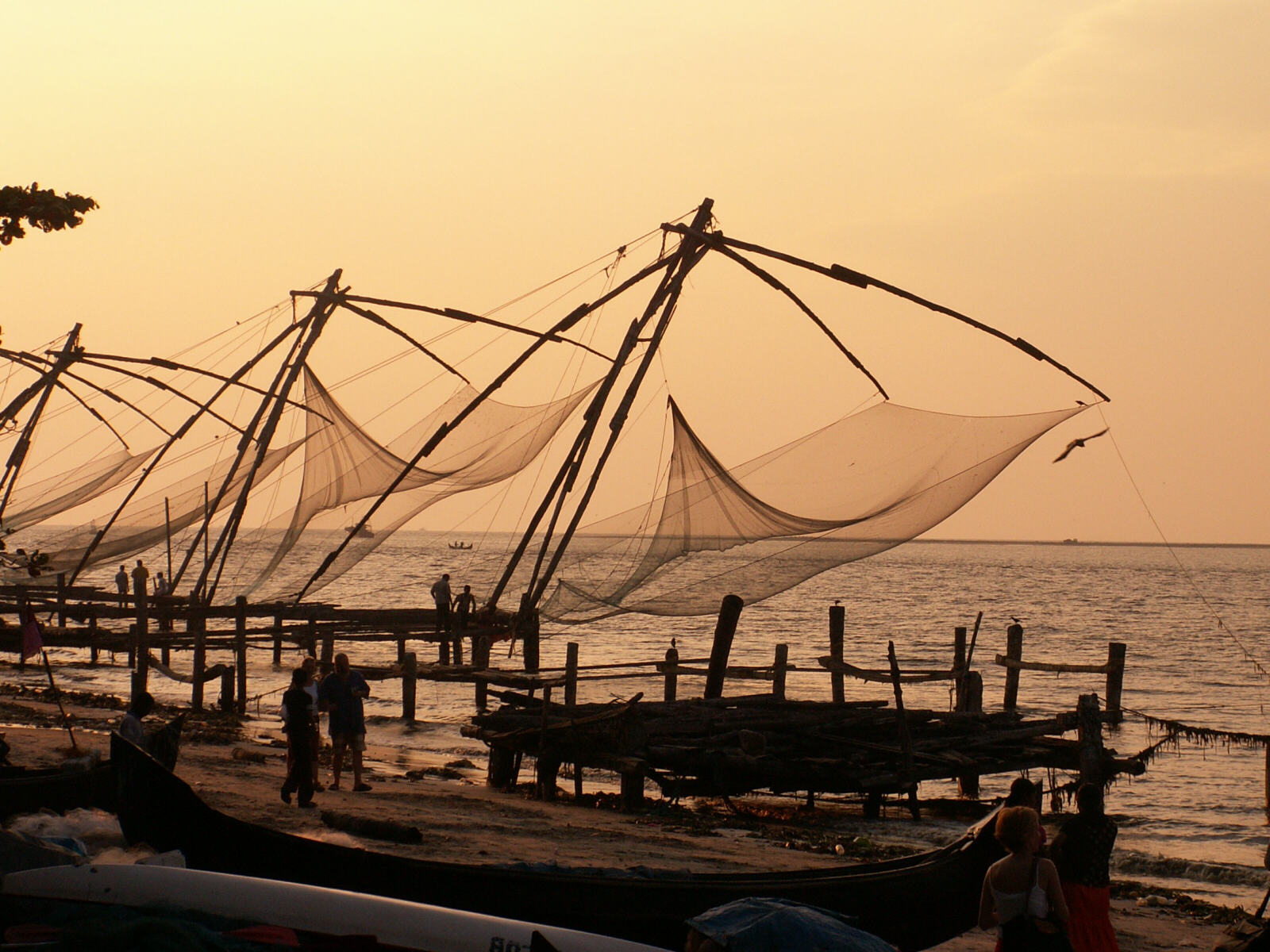 Chinese fishing nets on the waterfront at Kochi, Kerala