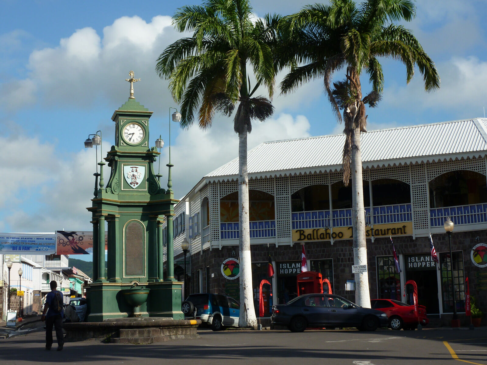 Clock tower in the Circus in Basseterre, St Kitts, Caribbean