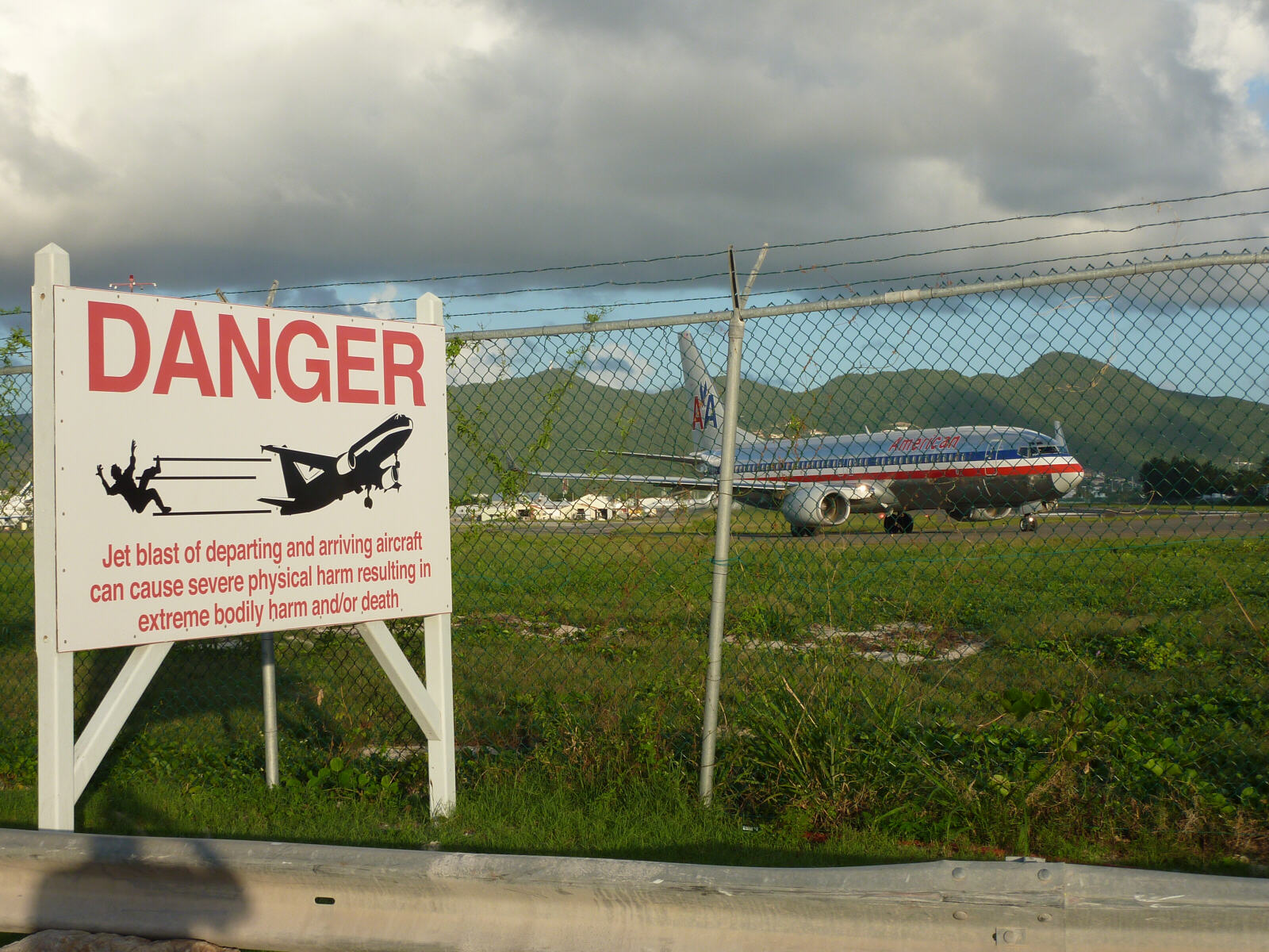 Dangerously close to the runway at St Maarten airport