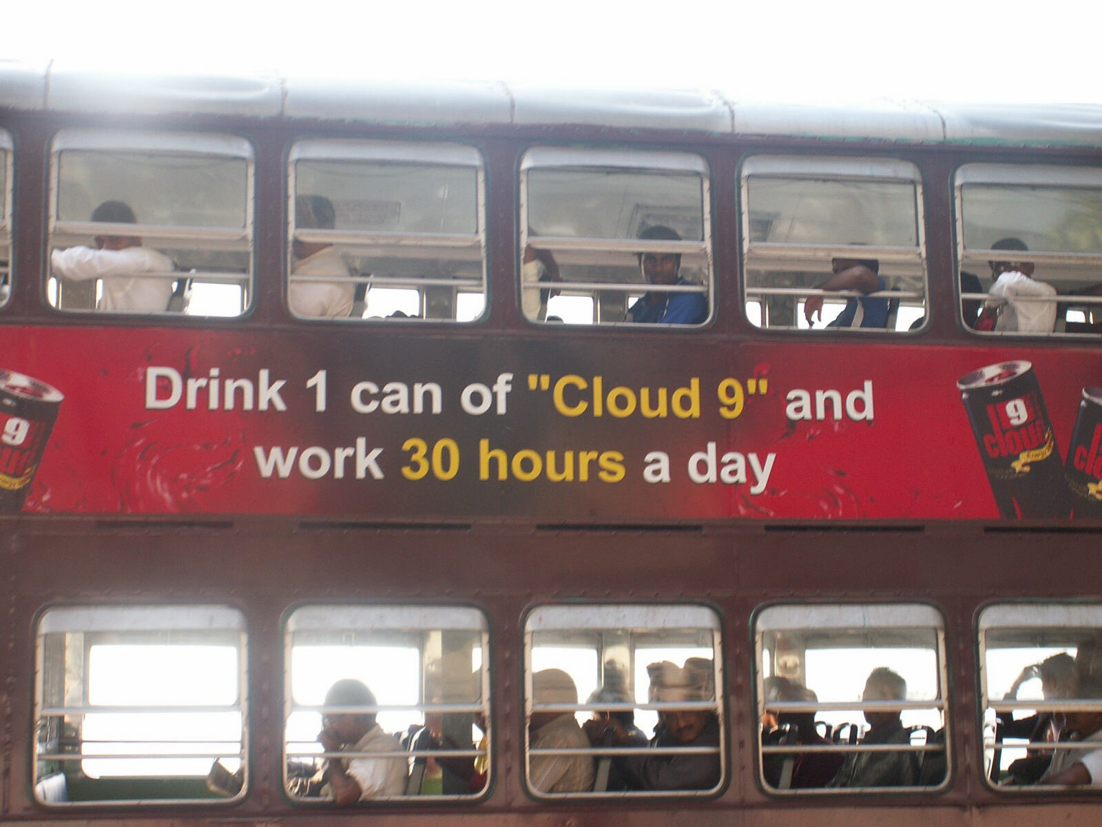 An advertisement on the side of a bus in Bombay / Mumbai