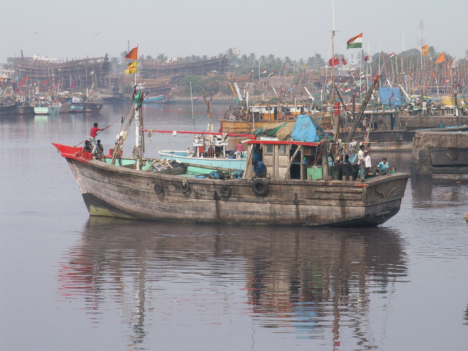 Fishing boats in the harbour at Vereval, Gujerat, India