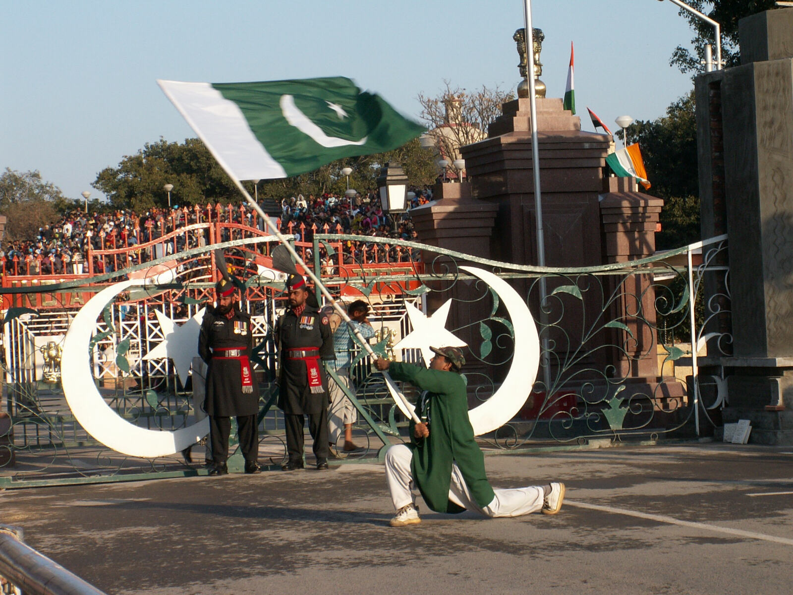 Closing ceremony at the Wagah border, Pakistan side