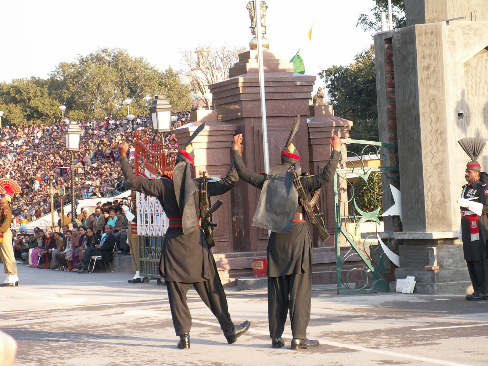 The closing ceremony at the Wagah border, Pakistan side