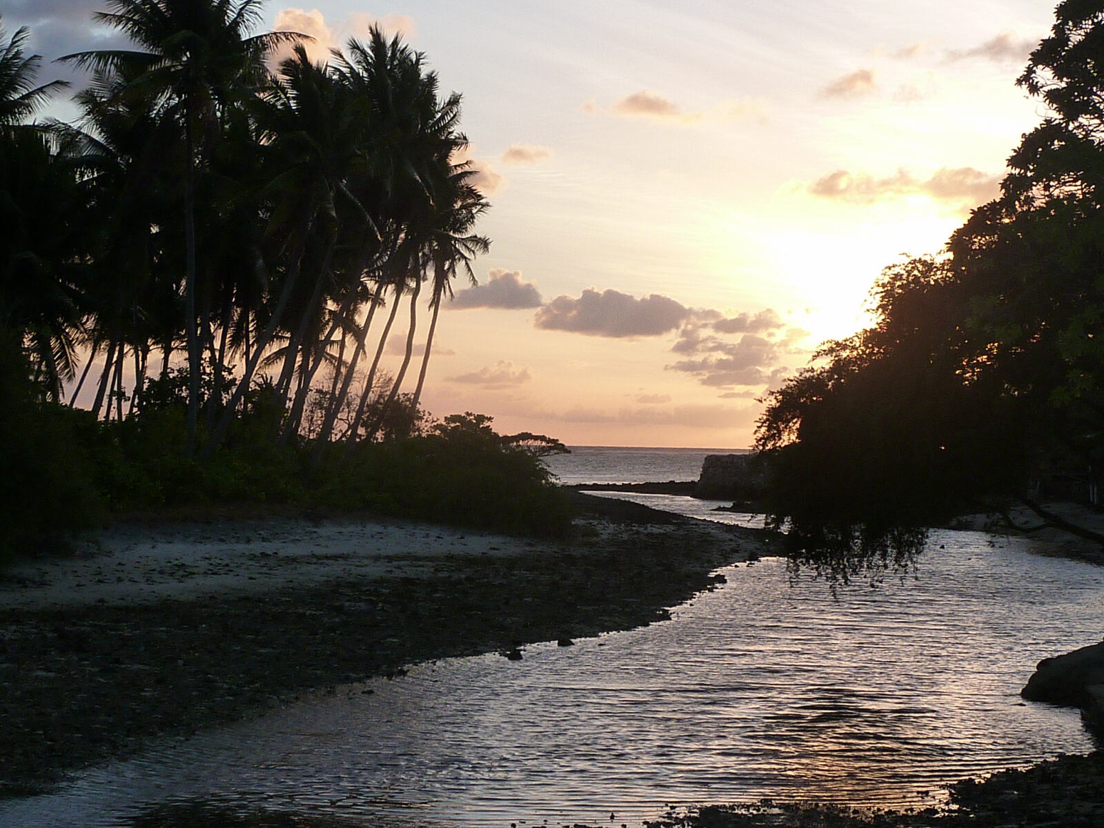 Sunrise over the creek at Buota Lodge, Kiribati