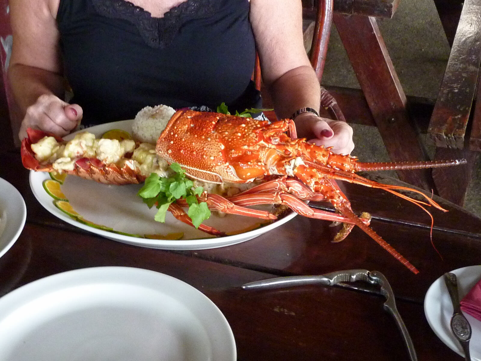 Lobster for lunch at The Office pub in Port Vila, Vanuatu