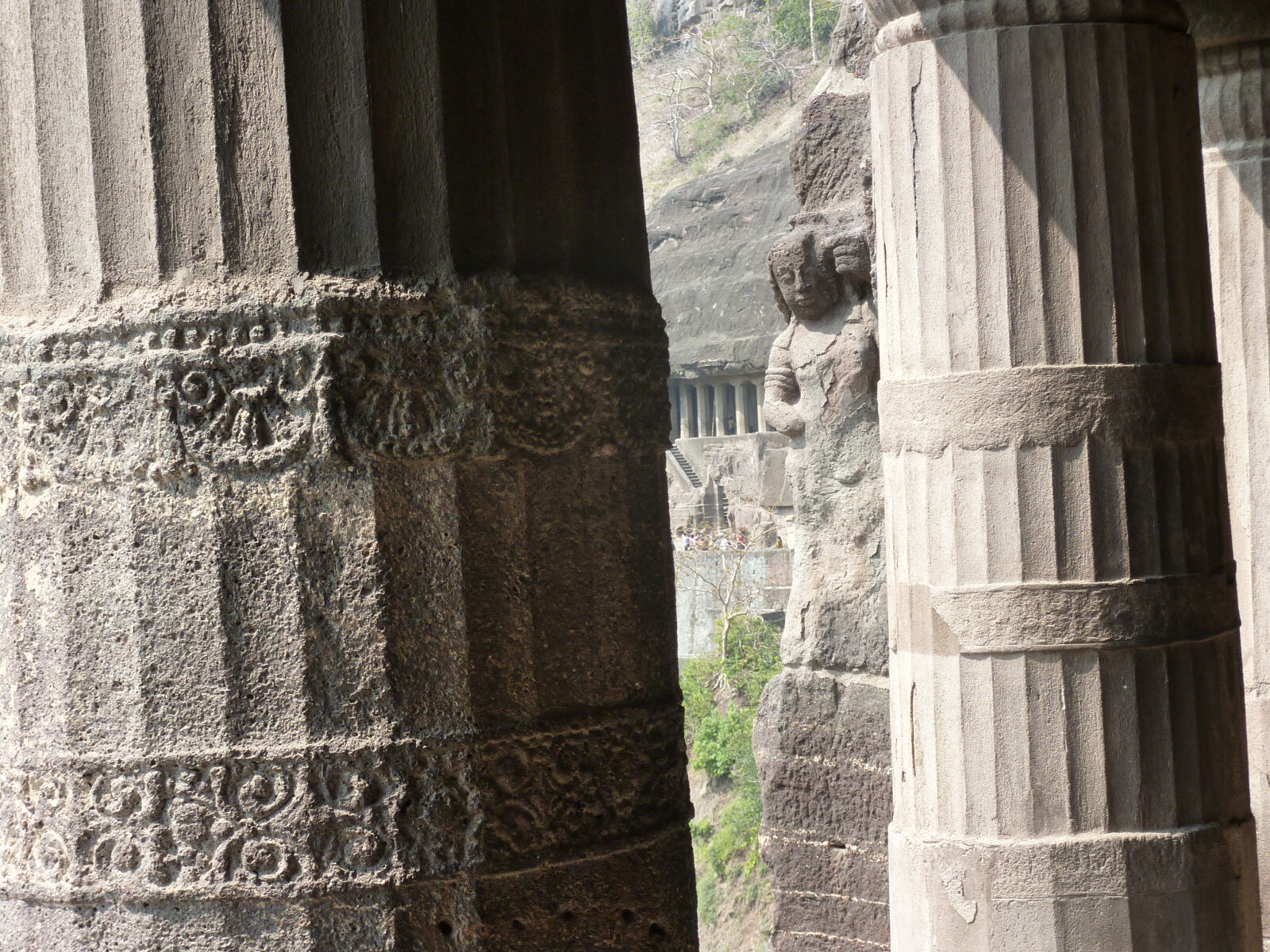 Inside a temple at Ajanta, India