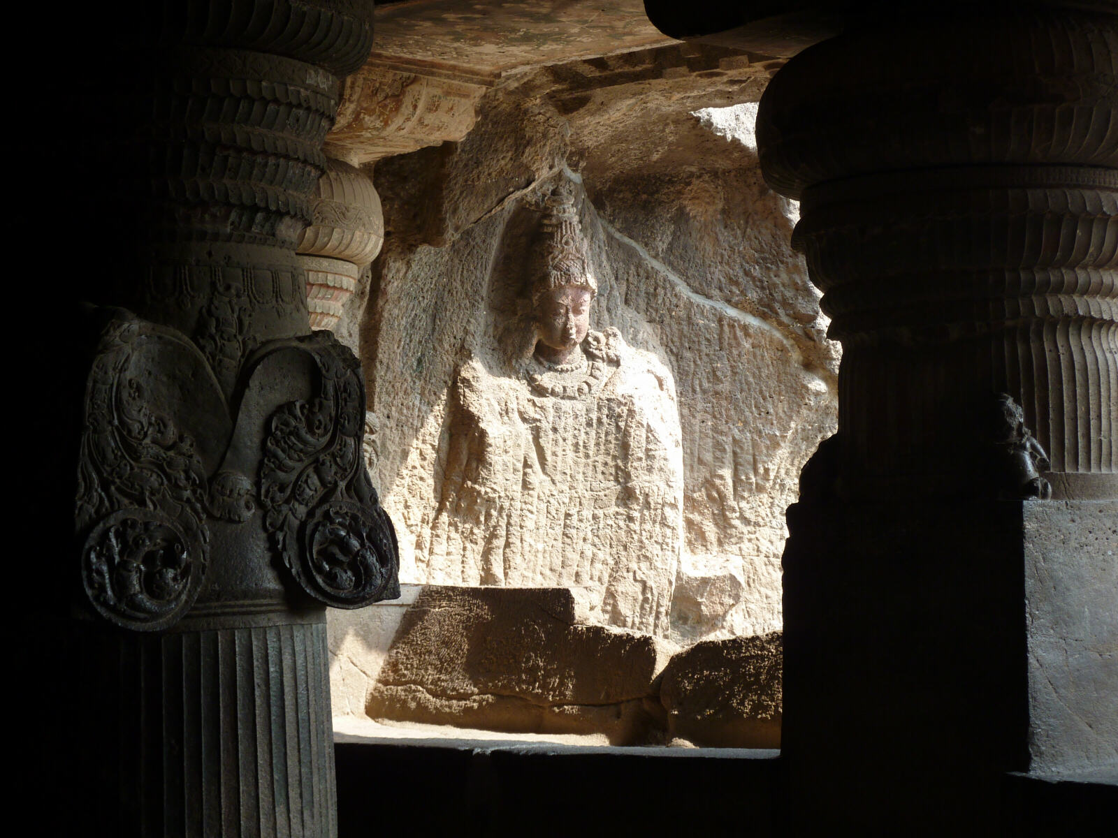 An unfinished carving in a Jain temple at Ellora, India