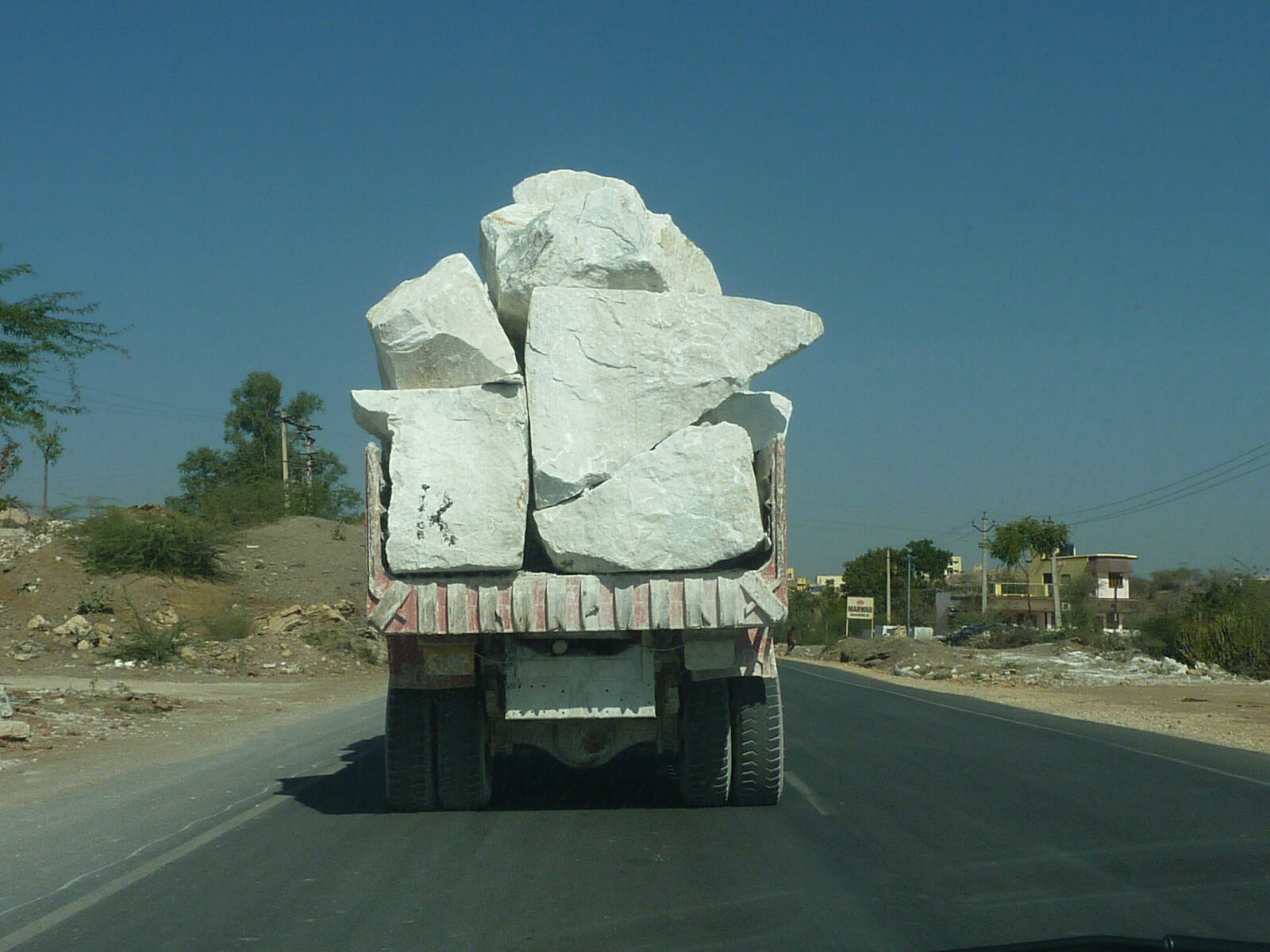Marble blocks on a lorry between Udaipur and Pushkar, Rajasthan, India