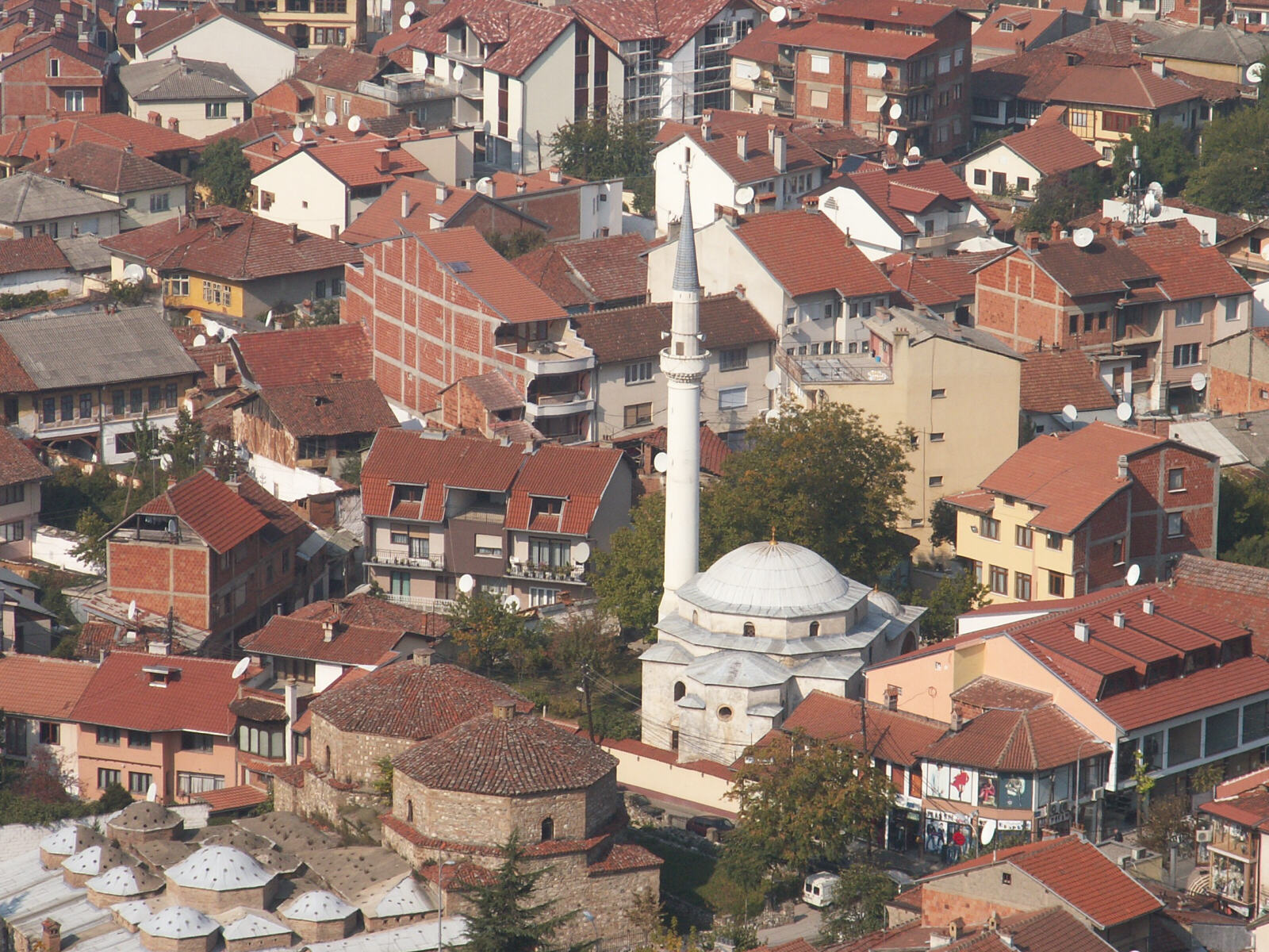 Hammam and mosque from the hill in Prizren, Kosovo